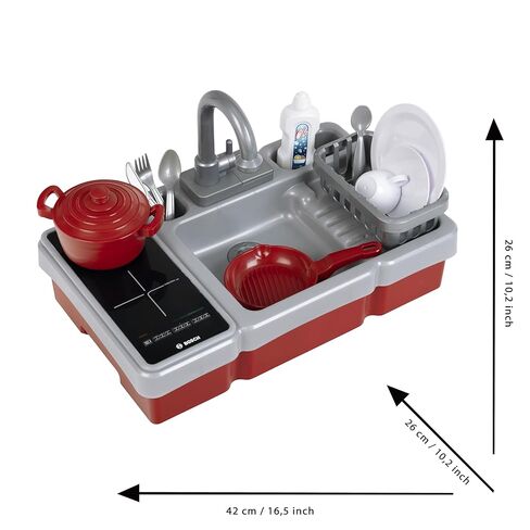 Theo Klein 7110 Bosch mini Children's Kitchen I Sink with Water Pump Function I Hob with Light & Sound I Includes Cooking and Eating Utensils I Toy for Children Aged 3 and Over in Kuwait