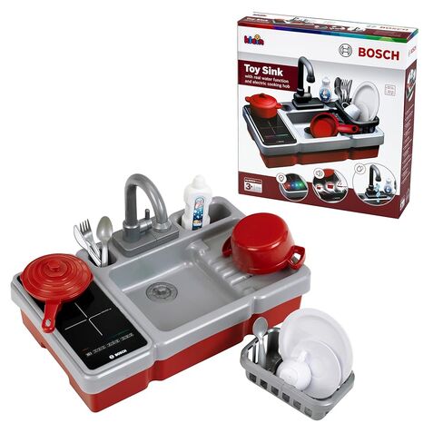 Theo Klein 7110 Bosch mini Children's Kitchen I Sink with Water Pump Function I Hob with Light & Sound I Includes Cooking and Eating Utensils I Toy for Children Aged 3 and Over in Kuwait