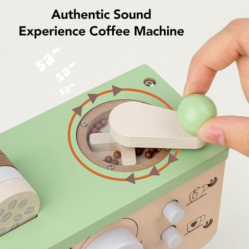 Fockety Toy Coffee Maker for Kids, Coffee Machine Toy Wooden Playset Kitchen Accessories Gifts for Ages 3 4 5 Year Old Kids Toddler Boys Girls Birthday Gifts in Kuwait