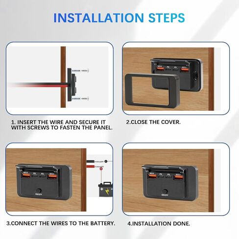 96W 12V RV USB Outlet Panel Wall Mount–Dual 36W PD & Dual QC3.0 18W Car USB Charger Socket with Button Switch, Surface Mount with Voltage Display for RV, Bus, Boat, Truck, ATV, Marine, Golf Cart in Kuwait