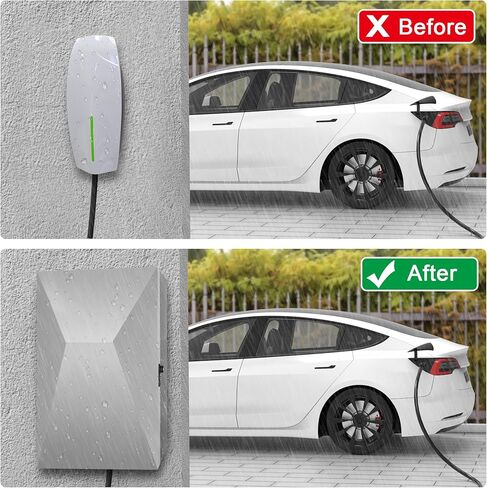 JIAYAN Wall Charger Station Box Compatible with Tesla Model Y 3 S X Cybertruck, Electric Vehicle Charging Cover Protector for Most EV in Kuwait