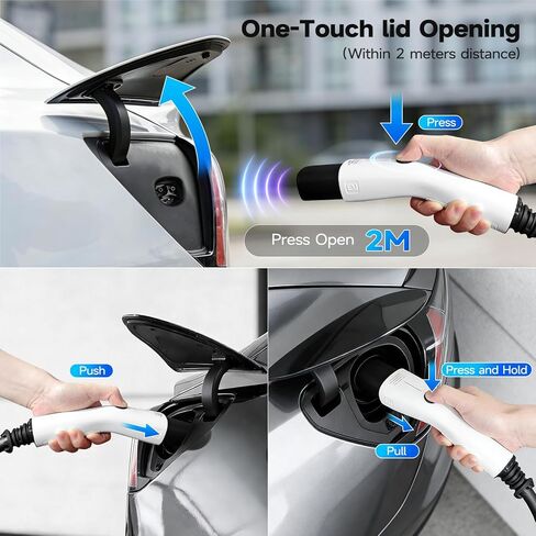 شاحن EV المحمول من TopAutoGear المستوى 1&2 لـ Tesla 16Amp 110V/240V مع قابس NEMA 6-20 ومحول 5-15، تيار قابل للتعديل 8-16 أمبير، كابل شحن 17 قدم NACS موصل لطراز Tesla Y/3/X/S/Cybertruck in Kuwait