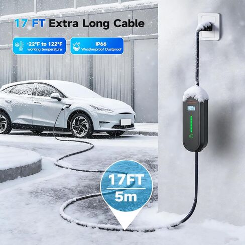 شاحن EV المحمول من TopAutoGear المستوى 1&2 لـ Tesla 16Amp 110V/240V مع قابس NEMA 6-20 ومحول 5-15، تيار قابل للتعديل 8-16 أمبير، كابل شحن 17 قدم NACS موصل لطراز Tesla Y/3/X/S/Cybertruck in Kuwait