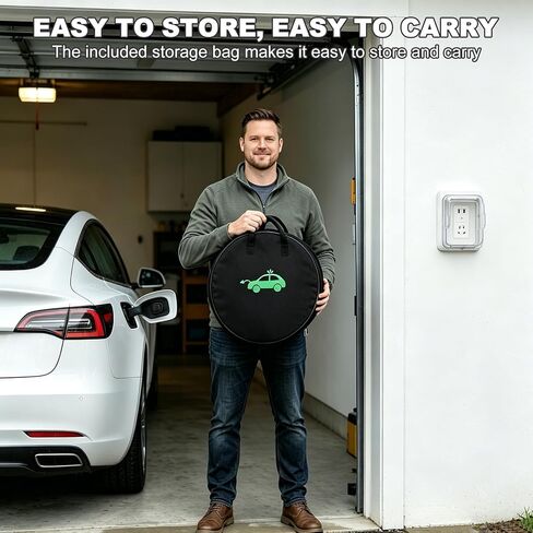 شاحن EV المحمول من TopAutoGear المستوى 1&2 لـ Tesla 16Amp 110V/240V مع قابس NEMA 6-20 ومحول 5-15، تيار قابل للتعديل 8-16 أمبير، كابل شحن 17 قدم NACS موصل لطراز Tesla Y/3/X/S/Cybertruck in Kuwait