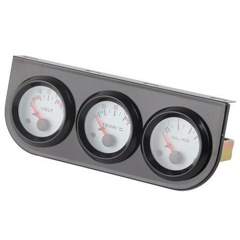 Keenso Universal Triple Gauge Set, Mechanical Oil Pressure Water Temperature Electrical Volt Meter with Light for 12V Car Boat Truck, White Dial Red Pointer 52mm in Kuwait
