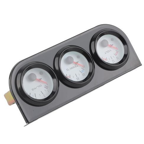Keenso Universal Triple Gauge Set, Mechanical Oil Pressure Water Temperature Electrical Volt Meter with Light for 12V Car Boat Truck, White Dial Red Pointer 52mm in Kuwait