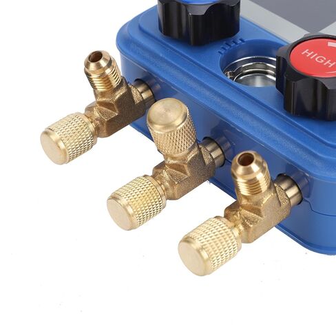 مقياس مشعب رقمي مزدوج من JTLB، عداد مشعب تيار متردد HVAC مع شاشة عرض ملونة 3 منافذ لـ 94 مبردًا R410A R32 R1234yf R134a اختبار درجة حرارة الضغط in Kuwait