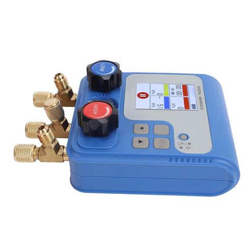 JTLB Digital HVAC Manifold Gauge, 94 Refrigerants Color Dual Display Pressure Vacuum Meter with 3 Ports and Auto Off, for Auto Air Conditioning System Diagnostic and Maintenance in Kuwait