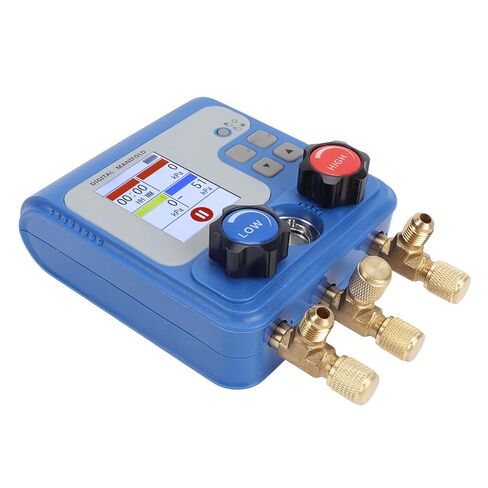 JTLB Digital HVAC Manifold Gauge, 94 Refrigerants Color Dual Display Pressure Vacuum Meter with 3 Ports and Auto Off, for Auto Air Conditioning System Diagnostic and Maintenance in Kuwait