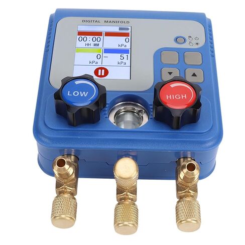 JTLB Digital HVAC Manifold Gauge, 94 Refrigerants Color Dual Display Pressure Vacuum Meter with 3 Ports and Auto Off, for Auto Air Conditioning System Diagnostic and Maintenance in Kuwait