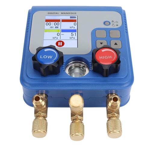 JTLB Digital HVAC Manifold Gauge, 94 Refrigerants Color Dual Display Pressure Vacuum Meter with 3 Ports and Auto Off, for Auto Air Conditioning System Diagnostic and Maintenance in Kuwait