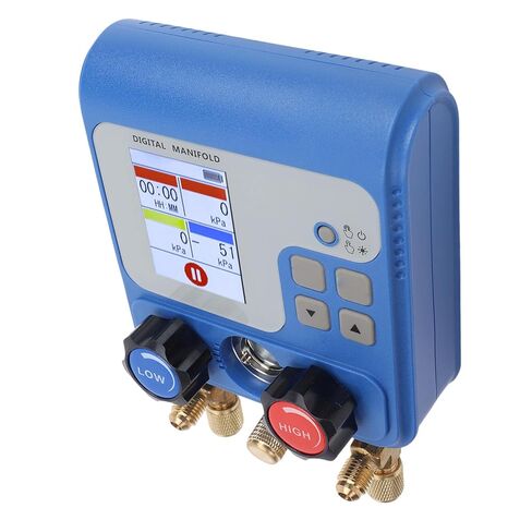 JTLB Digital HVAC Manifold Gauge, 94 Refrigerants Color Dual Display Pressure Vacuum Meter with 3 Ports and Auto Off, for Auto Air Conditioning System Diagnostic and Maintenance in Kuwait