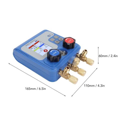 JTLB Digital HVAC Manifold Gauge, 94 Refrigerants Color Dual Display Pressure Vacuum Meter with 3 Ports and Auto Off, for Auto Air Conditioning System Diagnostic and Maintenance in Kuwait