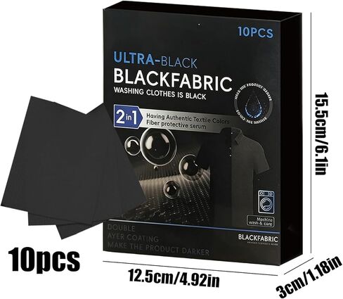10 Sheets Ultra Black Fabric Dye for Black Clothing, Color Restoration, Clothing Painting, Clothing Dyes, 2 in 1 Formula with Fiber Protector Serum, Machine Washable for Cotton, Linen and Silk in Kuwait