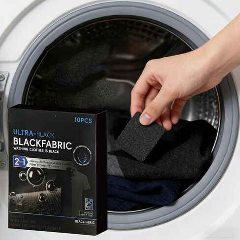 10 Sheets Ultra Black Fabric Dye for Black Clothing, Color Restoration, Clothing Painting, Clothing Dyes, 2 in 1 Formula with Fiber Protector Serum, Machine Washable for Cotton, Linen and Silk in Kuwait