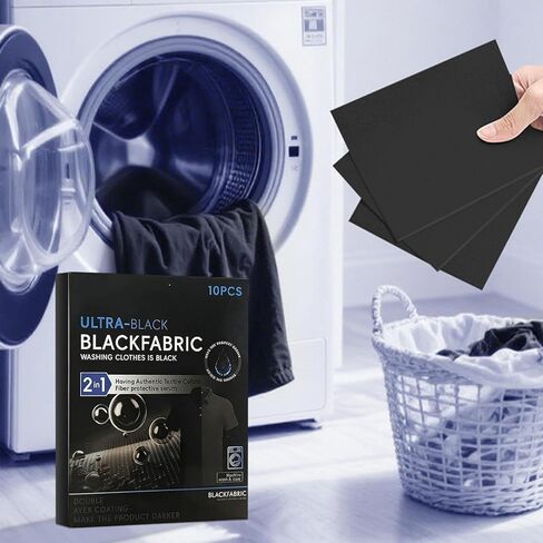 10 Sheets Ultra Black Fabric Dye for Black Clothing, Color Restoration, Clothing Painting, Clothing Dyes, 2 in 1 Formula with Fiber Protector Serum, Machine Washable for Cotton, Linen and Silk in Kuwait