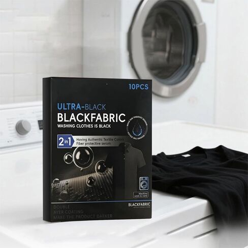 10 Sheets Ultra Black Fabric Dye for Black Clothing, Color Restoration, Clothing Painting, Clothing Dyes, 2 in 1 Formula with Fiber Protector Serum, Machine Washable for Cotton, Linen and Silk in Kuwait