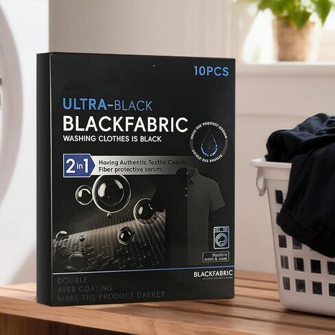 10 Sheets Ultra Black Fabric Dye for Black Clothing, Color Restoration, Clothing Painting, Clothing Dyes, 2 in 1 Formula with Fiber Protector Serum, Machine Washable for Cotton, Linen and Silk in Kuwait
