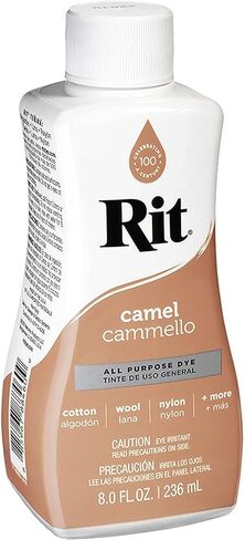 Rit Dye Liquid Camel All-Purpose Dye (8oz) - Pixiss Tie Dye Kit and Accessories Set Bundle with Rubber Bands, Gloves, Funnel and Squeeze Bottle - Tie Dye Party Supplies in Kuwait