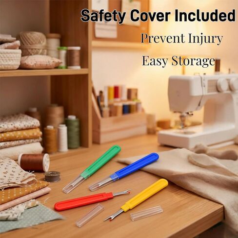 مجموعة مكونة من 8 قطع لقص الدرزات وقصاصات الخيوط - مقصين خياطة على شكل حرف U مع أغطية و6 مزيلات للغرز (كبيرة/صغيرة) - مجموعة أدوات قطع الخيوط الحادة لخياطة اللحف والتطريز والإبرة والحواشي in Kuwait