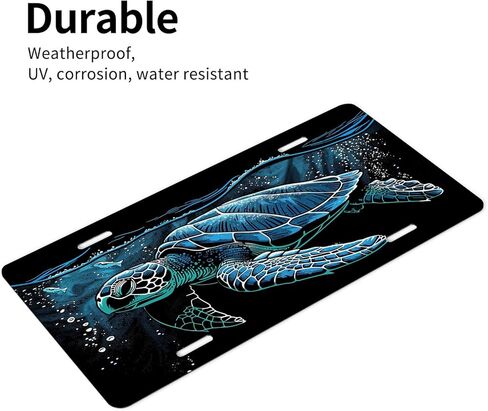 Sea Turtle Front License Plate for Women Blue Funny Animal Art Ocean Car Plates Decorative Aluminum Metal Cute Novelty License Plate Cover for Men 6x12 Inch (4 Holes) in Kuwait