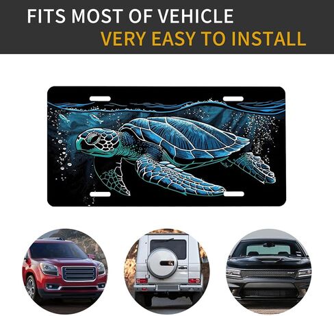 Sea Turtle Front License Plate for Women Blue Funny Animal Art Ocean Car Plates Decorative Aluminum Metal Cute Novelty License Plate Cover for Men 6x12 Inch (4 Holes) in Kuwait
