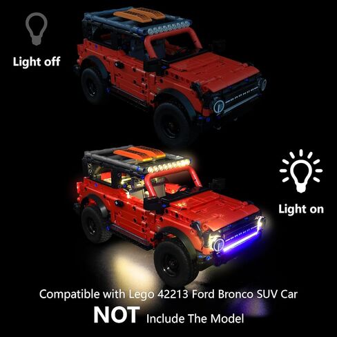 إضاءة LED متوافقة مع سيارة Lego Technic Ford Bronco SUV، مجموعة إضاءة لسيارة Lego Ford Bronco SUV Car 42213 (أضواء فقط، بدون نموذج) in Kuwait