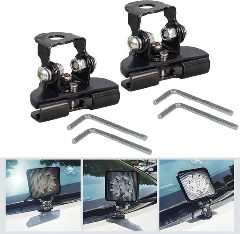 DSkoiph 2x LED Light Bar Mounting Bracket Adjustable Vehicle Pillar Hood Lighting Mount Clamp Holder with Hex Wrenches Metal Structure Bracket Column Universal Car Accessories in Kuwait