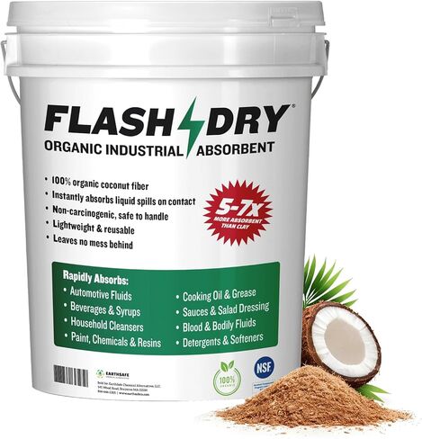 FlashDry Super Spill Absorbent, 5L Bucket with Dispenser Lid, 100% Organic Coco Coir, Landfill Safe, OSHA Approved, Ideal for Absorbing Oil, Paint, Grease in Garages, Kitchens, Janitor Kits, Pack of 2 in Saudi Arabia