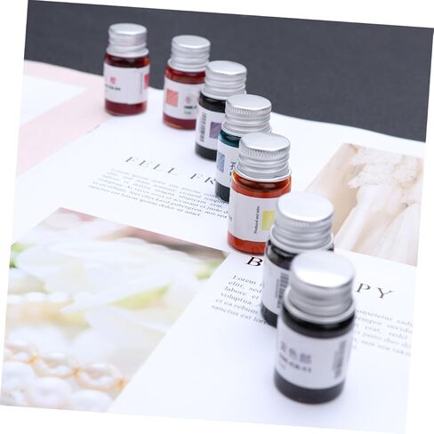 Uonlytech 12pcs Luminous Gold Powder Fountain Pen Ink Stable Colored Bottled Ink for Painting Calligraphy and Daily Writing for Art and Hand Accounts Suitable for Various Paper Random Color in Kuwait