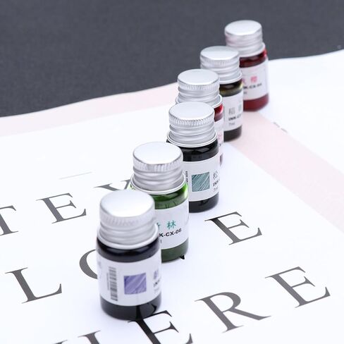 Uonlytech 12pcs Luminous Gold Powder Fountain Pen Ink Stable Colored Bottled Ink for Painting Calligraphy and Daily Writing for Art and Hand Accounts Suitable for Various Paper Random Color in Kuwait