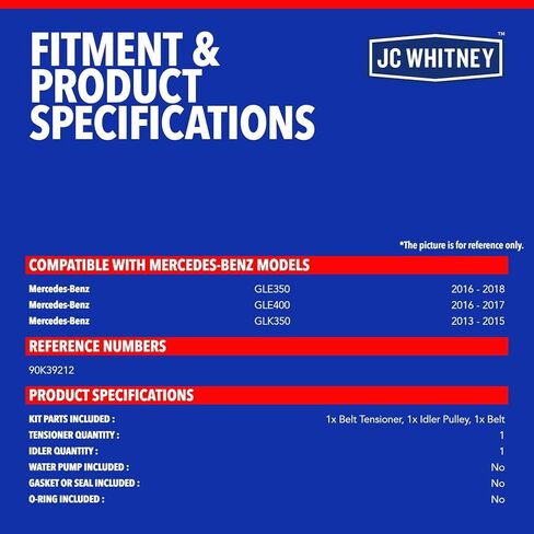 JC Whitney JFBAJCWTBK00140 Engine Serpentine Drive Belt Kit - Compatible with Mercedes-Benz GLE350 2016-2018, GLE400 2016-2017, GLK350 2013-2015 - 3.0L 3.5L in Kuwait