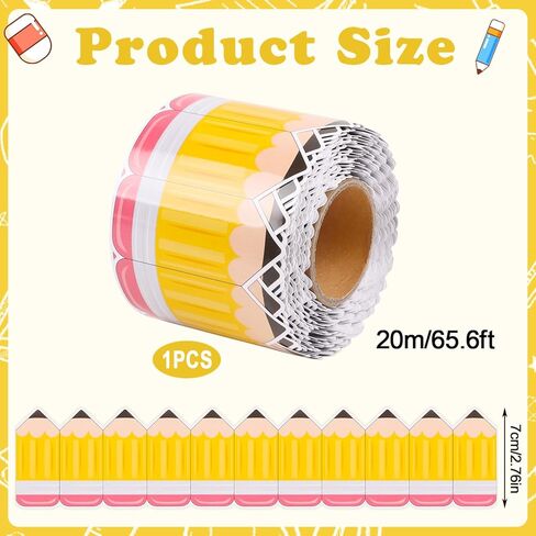 65.66FT Pencil Classroom Bulletin Border Roll,Back to School Pencil Border Trim Back to School Bulletin Board Display Wall Chalkboard Decor in Kuwait