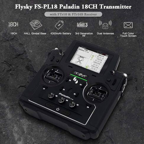 جهاز إرسال راديو GoolRC Flysky Paladin PL18 2.4 جيجا هرتز 18 قناة مع جهاز استقبال FS-FTr10 وFTr16S لطائرة RC FPV Racing بدون طيار وطائرة هليكوبتر متعددة المروحيات الهندسية - الوضع 2 (خنق اليد اليسرى) in Kuwait