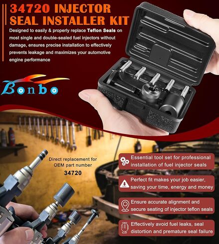 34720 Injector Seal Installer Kit 8Pcs - Perfectly Compatible with Ford GM Subaru Engines and More, Fuel Injector Teflon Seal Installation Tool Set with Storage Case in Kuwait