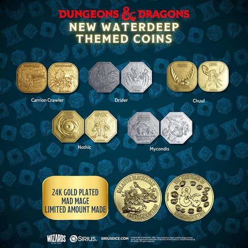 Dungeons & Dragons: Undermountain Treasure Pack - Dice Set, Metal Coin, Embroidered Bag, Randomly Assorted RPG Accessories, D&D Waterdeep Collection in Kuwait
