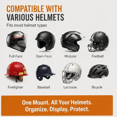 Motorcycle Helmet Wall Mount with Coat Hook & DIY Name Area,Heavy Duty Firefighter Helmet Hanger Wall Mount for Garage Storage,Motorbike,Garage,Fire Station&Firefighter Gear,Universal Helmet Holder in Kuwait