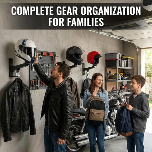 Motorcycle Helmet Wall Mount with Coat Hook & DIY Name Area,Heavy Duty Firefighter Helmet Hanger Wall Mount for Garage Storage,Motorbike,Garage,Fire Station&Firefighter Gear,Universal Helmet Holder in Kuwait