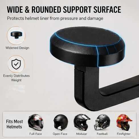 Motorcycle Helmet Wall Mount with Coat Hook & DIY Name Area,Heavy Duty Firefighter Helmet Hanger Wall Mount for Garage Storage,Motorbike,Garage,Fire Station&Firefighter Gear,Universal Helmet Holder in Kuwait
