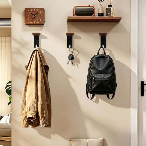 4PCS Helmet Wall Mount Motorcycle Helmet Holder Helmet Rack Wall Mount with Double Hook Beech Wood & Metal Helmet Hanger for Football Helmet Hats Coats Sportswear in Kuwait