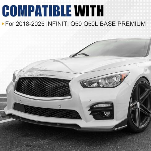 مناسب للشفة الأمامية المصد الأمامي لإنفينيتي Q50 (قاعدة 2018-2025 Q50L وزخارف ممتازة)-3 قطعة ABS مجموعة هيكل الذقن الهوائية طراز OEM in Kuwait