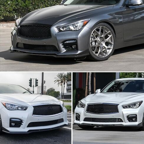 مناسب للشفة الأمامية المصد الأمامي لإنفينيتي Q50 (قاعدة 2018-2025 Q50L وزخارف ممتازة)-3 قطعة ABS مجموعة هيكل الذقن الهوائية طراز OEM in Kuwait