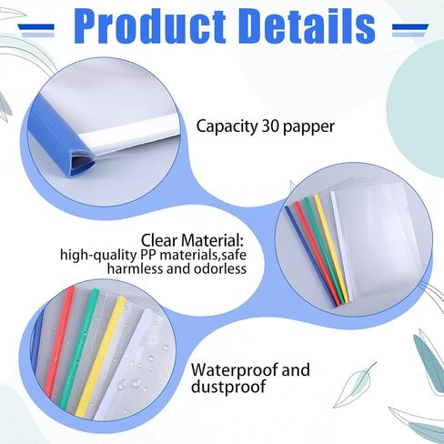 100 Pcs Report Covers with Sliding Bar - 5 Color Plastic Document Binders Clear Report Covers for A4 Paper Presentation Folder School Office Organization 8.7 x 12.2 Inch in Kuwait