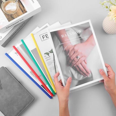100 Pcs Report Covers with Sliding Bar - 5 Color Plastic Document Binders Clear Report Covers for A4 Paper Presentation Folder School Office Organization 8.7 x 12.2 Inch in Kuwait