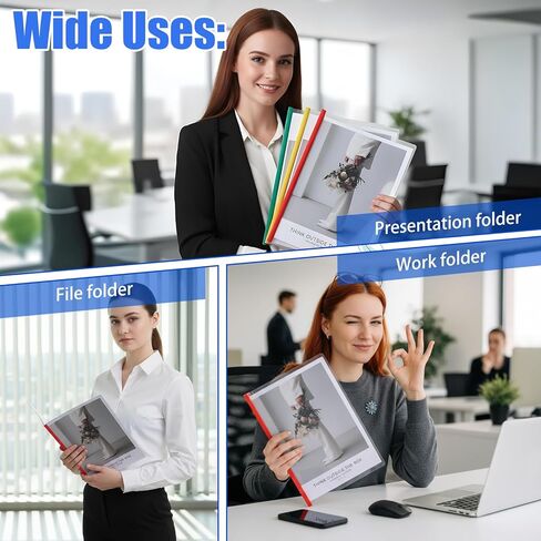 100 Pcs Report Covers with Sliding Bar - 5 Color Plastic Document Binders Clear Report Covers for A4 Paper Presentation Folder School Office Organization 8.7 x 12.2 Inch in Kuwait