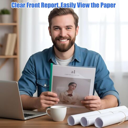 100 Pcs Report Covers with Sliding Bar - 5 Color Plastic Document Binders Clear Report Covers for A4 Paper Presentation Folder School Office Organization 8.7 x 12.2 Inch in Kuwait