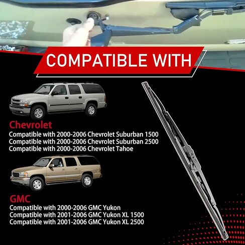 15711688 Windshield Rear Wiper Arm with Blades Compatible With 2000 2001 2002 2003 2004 2005 2006 Chevrolet Chevy Suburban 1500 2500 Tahoe GMC Yukon XL 1500 2500 Replaces 42551 12494839 in Kuwait
