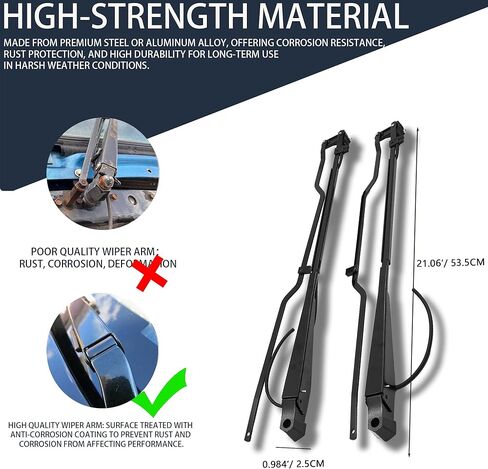 602-5407 602-5408 1 Pair Front Windshield Wiper Arm Kit Noiseless Rust Protection Fits Compatible with Kenworth 2000-2006 W900 Pantograph Style Replaces OE 1120000BWS 1020000BWS in Kuwait