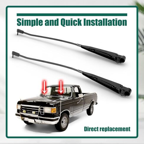YUXIVCNE 42847 طقم ذراع ممسحة الزجاج الأمامي بديل لـ Ford F100 1980-1983 لـ F150 1980-1996 لـ F250 F350 1980-1997 لـ F-Super Duty، استبدل E4TZ 17526-C E7TZ 17526-B زوج واحد من الصدأ الأمامي بدون ضوضاء in Kuwait