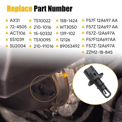 Intake Air Temperature Sensor DY735 Compatible with Mustang Navigator Ranger 1999-2005 for Ford E-150 E-250 E-350 1997-2008 for Expedition 1997-2002 Replace# AX31 158-1424 ZZM2-18-845 F57Z-12A697A in Kuwait